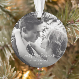 Ornamento Nosso Primeiro Natal como Sr. e Sra. Elegant Foto