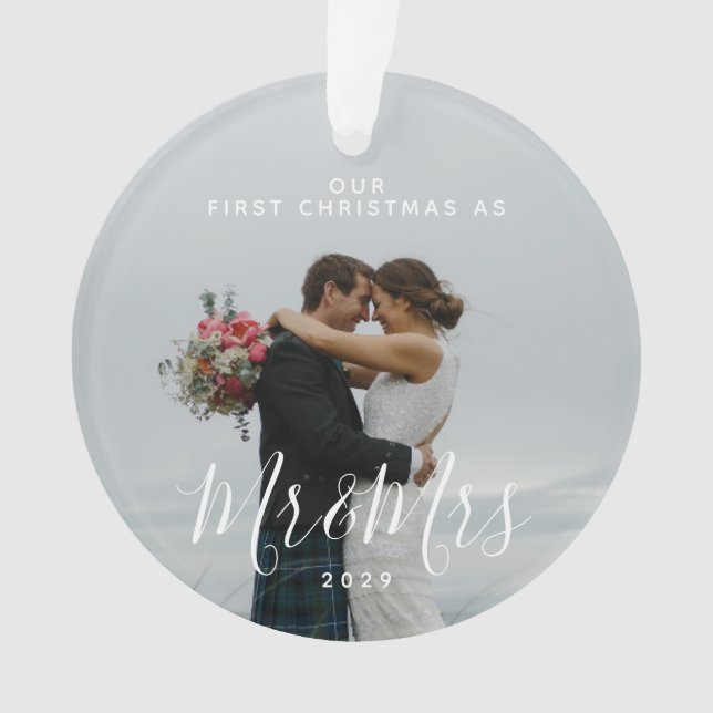 Ornamento Nosso Primeiro Natal Como Sr. e Sra. White (Frente)