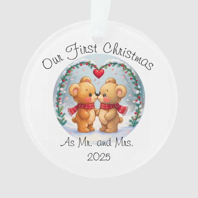 Ornamento Nosso Primeiro Natal como Sr. & Sra. – 2025 (Frente)
