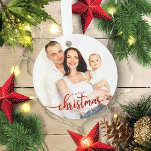 Ornamento Nosso Primeiro Natal Como Uma Família De 3 Fotos