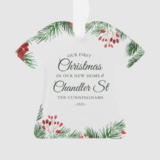 Ornamento Nosso Primeiro Natal em nossa Nova Aquarela (Frente)