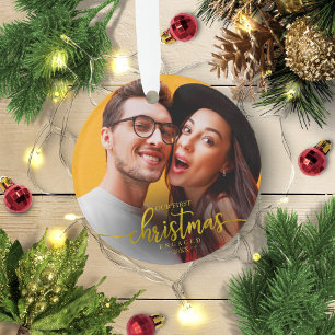 Ornamento Nosso Primeiro Natal Engajados Foto Simples e Eleg