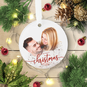 Ornamento Nosso Primeiro Natal Engajados Foto Simples e Eleg