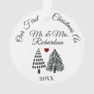 Ornamento Nosso Primeiro Natal Personalizado como Sr. e Sra.