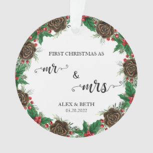 Ornamento Nosso Primeiro Natal Personalizado Comprometidos