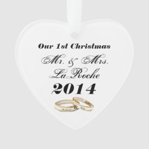 Ornamento Nosso Primeiro Natal Personalizável Sr & Sra.
