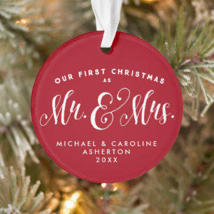 Ornamento Nosso primeiro Natal recém-casado feriado persona