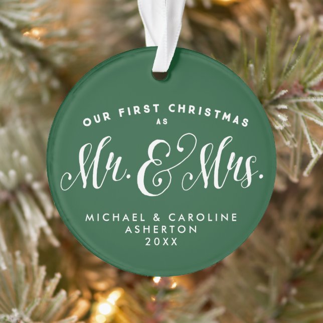 Ornamento Nosso primeiro Natal, recém-casado feriado verde (Árvore)