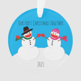 Ornamento Nosso Primeiro Snowmen de Natal 2021 Face Máscaras