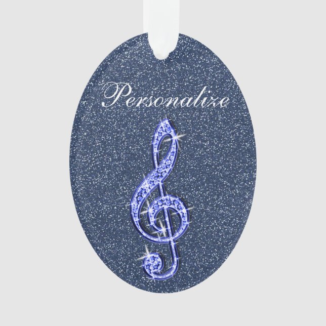 Ornamento Nota Sparkly chamativo personalizada da música do (Frente)