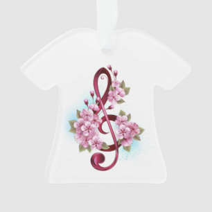 Ornamento Notas de clave de trecho musical com flores de Sak