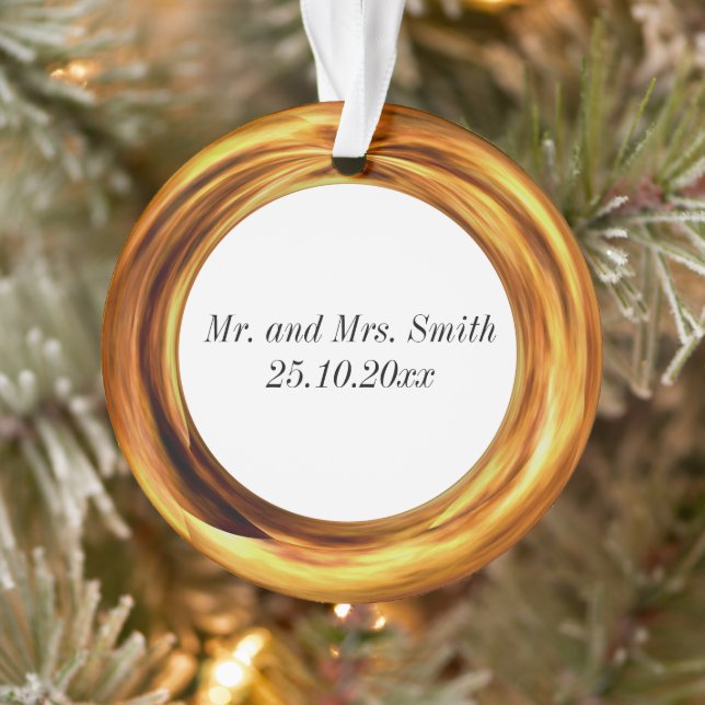 Ornamento Novo anel de ouro de casal casado e novo ano de ce (Árvore)