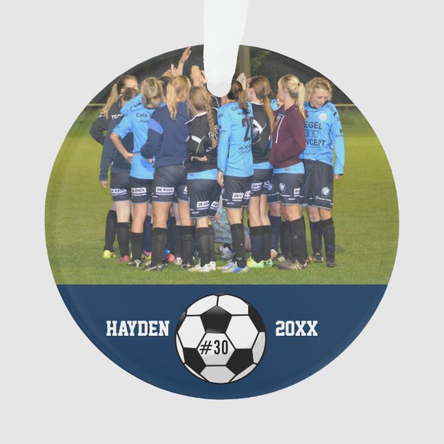 Ornamento Número da Equipe do Nome da Colagem de Fotos do Fu (Frente)