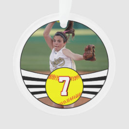 Ornamento Número de jogador personalizado do softball e foto
