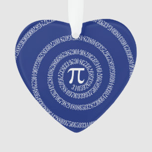 Ornamento Números Espirais para Pi no Marinho Azul