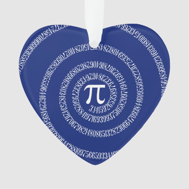Ornamento Números Espirais para Pi no Marinho Azul (Frente)