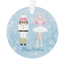Nutcracker Ballerina Snowflakes Ornament Acrílico