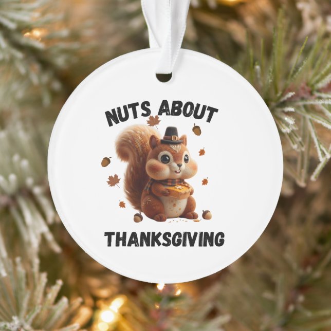 Ornamento Nuts About Pie – Cute Yarn Squirrel Thanksgiving  (Árvore)