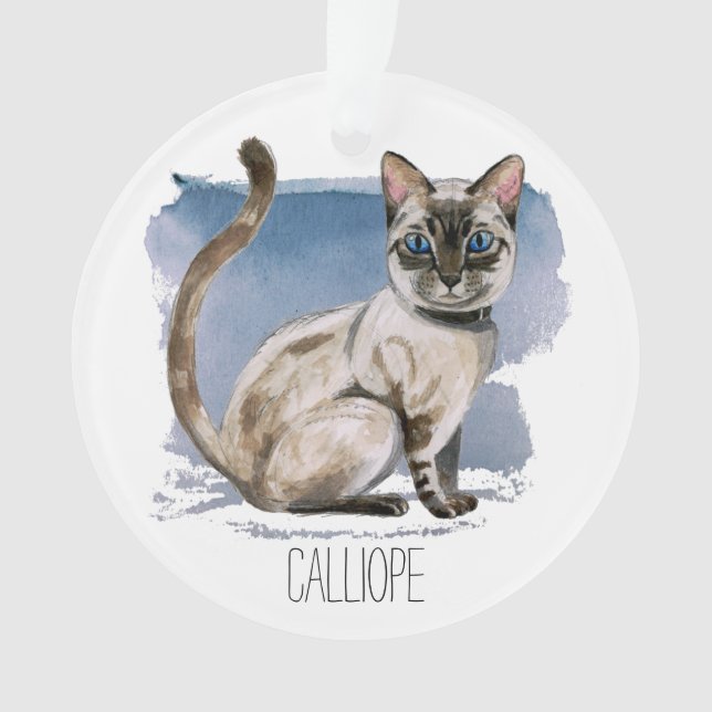 Ornamento O gato Siamese bonito que pinta | adiciona seu (Frente)