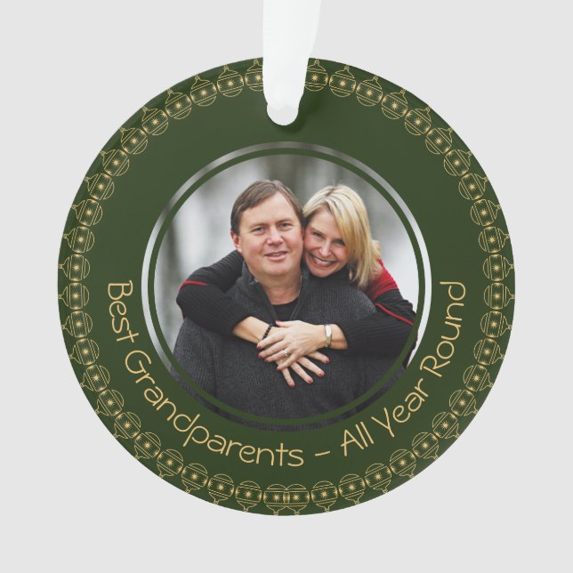 Ornamento O MELHOR GRANDPARENTE FOTO Personalizada Verde | N (Frente)
