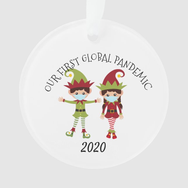 Ornamento O nosso primeiro Elf Pandêmico Global 2020 (Frente)