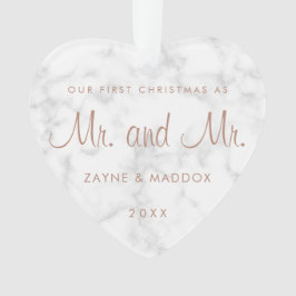 Ornamento O nosso primeiro Natal - Rosa de mármore moderno -