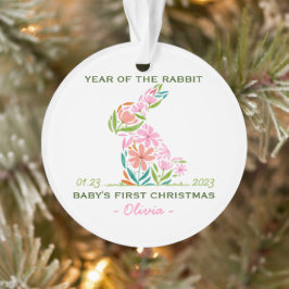 Ornamento O primeiro coelho lunar de Natal do bebê no ano no