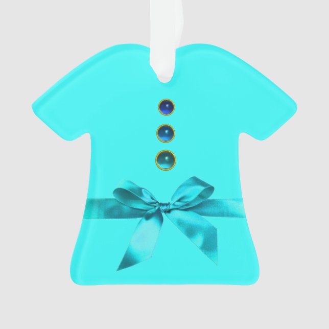 Ornamento O PRIMEIRO NATAL DO BEBÊ, O FILHO Azul (Frente)