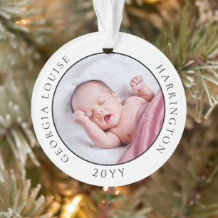 Ornamento O Primeiro Natal do Bebê Stats Foto Keepsaokê