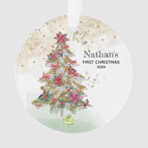 Ornamento *~* O Primeiro Natal do Bebê - Truch Tree Peace Do