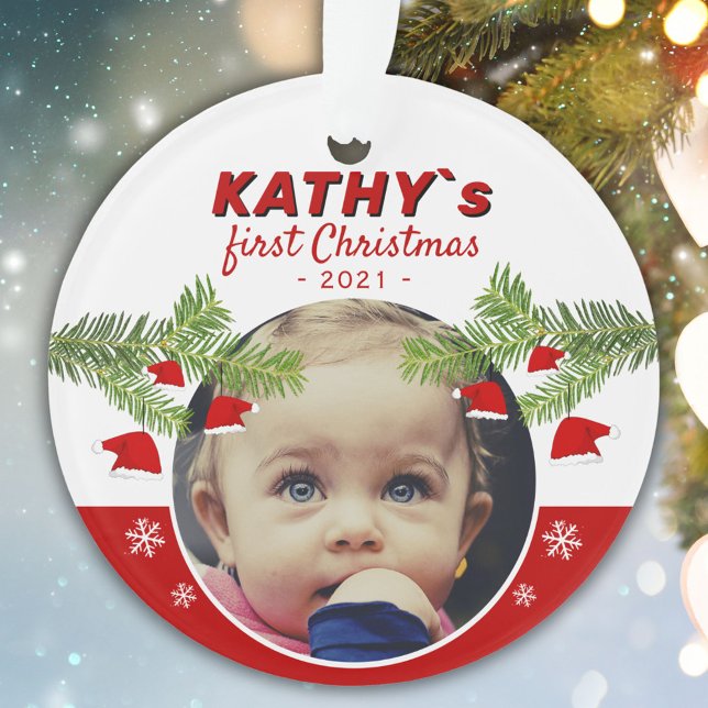Ornamento O Primeiro Natal do Papai Noel Foto Ornam (Criador carregado)