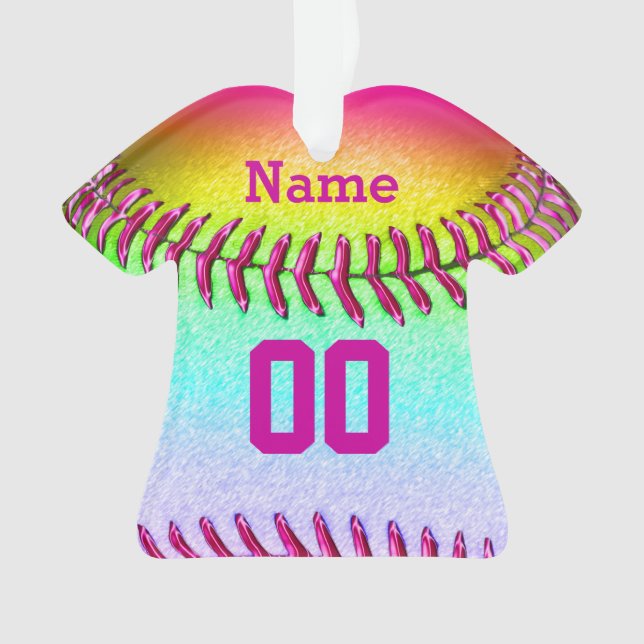 Ornamento O softball personalizado Ornaments SEUS NÚMERO & (Frente)