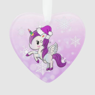 Ornamento O unicórnio roxo do feriado e polvilha o Natal