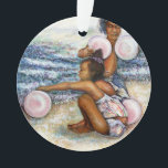 Ornamento Obcecado com Conquistar o Impossível<br><div class="desc">Pintura Original de duas garotas brincando com balões cor-de-rosa na praia Coney Island por Nova Iorque,  Artista de Belas Artes,  Gaye Elise Beda Ver gayeelisebeda.store https://www.redbubble.com/shop/?query=gaye elise&ref=search_box https://gayeelise-beda.pixels.com http://www.zazzle.com/gaye elise beda gifts https://fineartamerica.com/profiles/gayeelise-beda q=gaye elise beda&x=-749&y=-111 www.synchronopedia.com/wwsah_candidate_list.htm</div>