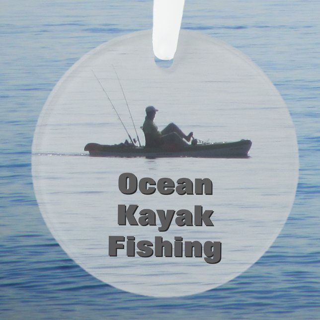 Ornamento Ocean Kayak Fishing Black Silhouette Kayaking Blue (Criador carregado)