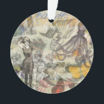 Ornamento Octopus Beach Antique Coastal Steampunk<br><div class="desc">Esta imagem combina imagens de diversão antiquada na praia. Este polvo vintage e imagem de beleza balnear é uma colagem de imagens antigas dos anos 1800 e início dos anos 1900. O polvo de cefalópodes vintage assiste belezas balneares vitorianas exibem seus antigos maiôs por um dia na praia. Divertido e...</div>