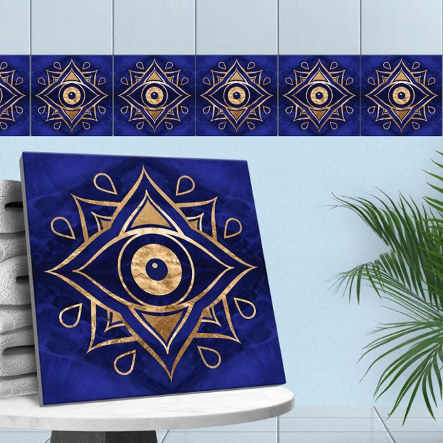 Ornamento Ocular Dourado e Azul Marble (Criador carregado)