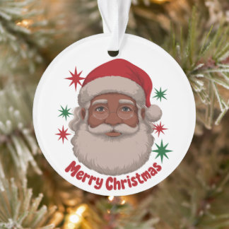 Ornamento Óculos de Papai Noel Afro-Americano Feliz Natal