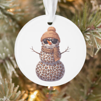 Ornamento Óculos de Sol de Natal Boné de Neve Leopardo Xmas
