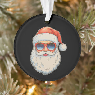 Ornamento Óculos de sol de Natal retrô com rosto de Papai No
