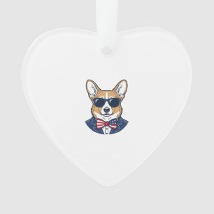 Ornamento Óculos de Sol Patrióticos de Corgi Arte Vetorial V