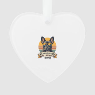 Ornamento Óculos de Sol Vintage French Bulldog Meu Trabalho 