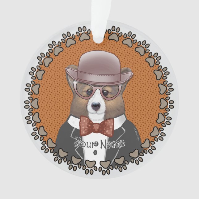 Ornamento Óculos de Welsh Corgi (Frente)