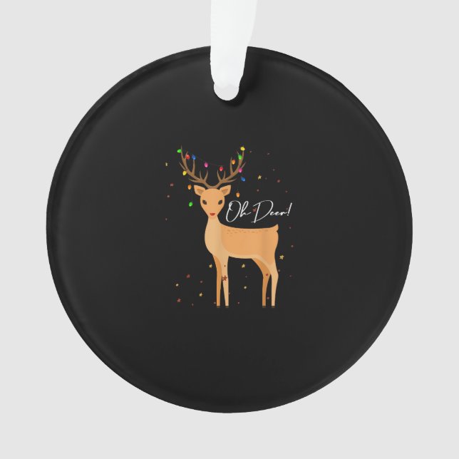 Ornamento Oh Deer Christmas Light Pajama CutAcrylic Ornament (Frente)