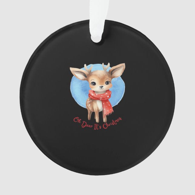 Ornamento Oh Deer Its Christmas Retro ClassiAcrylic Ornament (Frente)