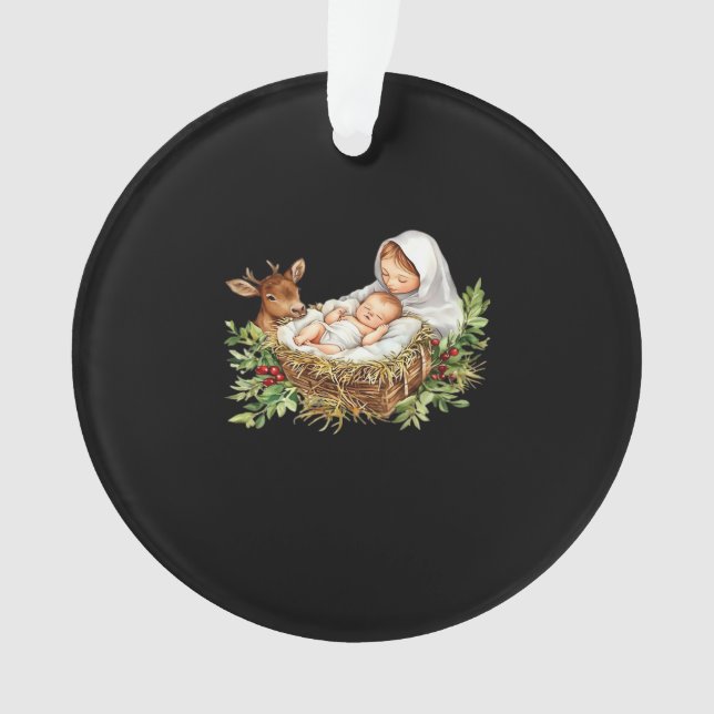 Ornamento Oh Deer Mary Nativity Scene Christmas Jesus  (Frente)