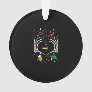 Ornamento Oktoberfest Skeleton Hand Heart Flag Alemão