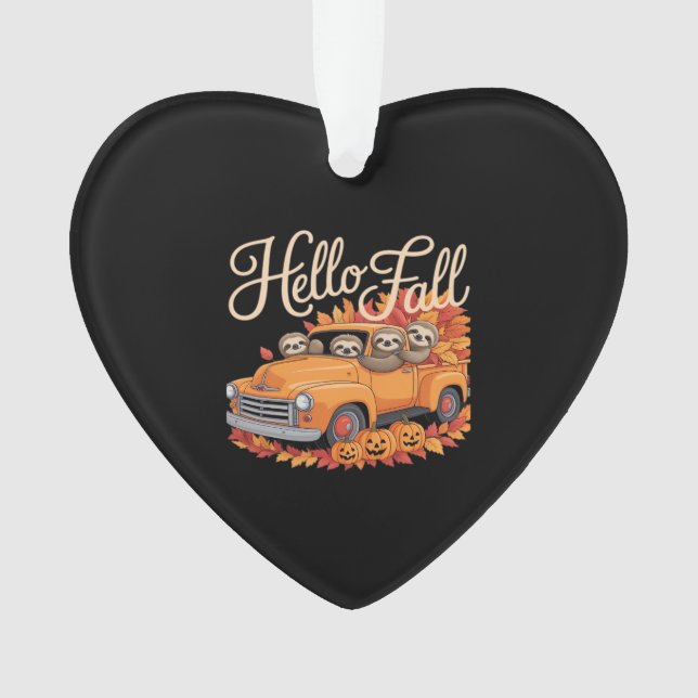 Ornamento Olá Fall Engraçado Sloth Halloween Bomkin Clássico (Frente)