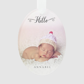 Ornamento Olá, New Baby Girl Boy Personalizado Foto