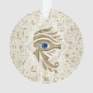 Ornamento Olho Egípcio de Horus - Dourado e pérola